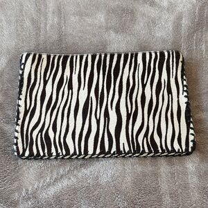 Zara Black and White Animal Print Haircalf Clutch